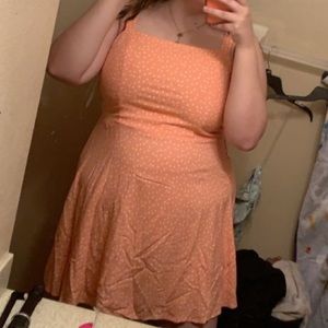 Orange polka dot dress with bow tie straps